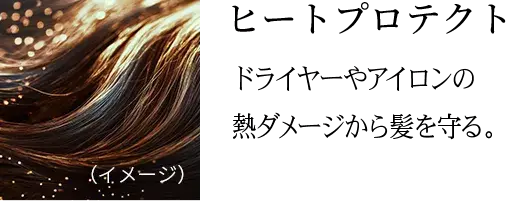 ヒートプロテクトドライヤーやアイロンからの
熱ダメージから髪を守る。